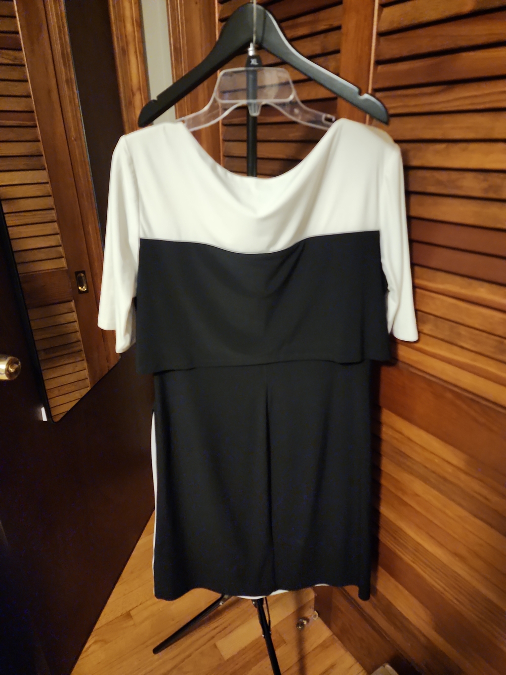 American Living Black and White Midi Dress with Cowl Neck Size 18